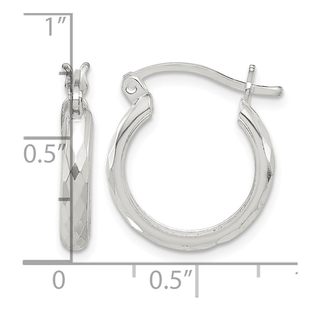 Sterling Silver Polished Textured Hoop Earrings
