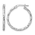 Sterling Silver Rhodium-plated Polished Diamond-cut Twist 2mm Hoop Earrings