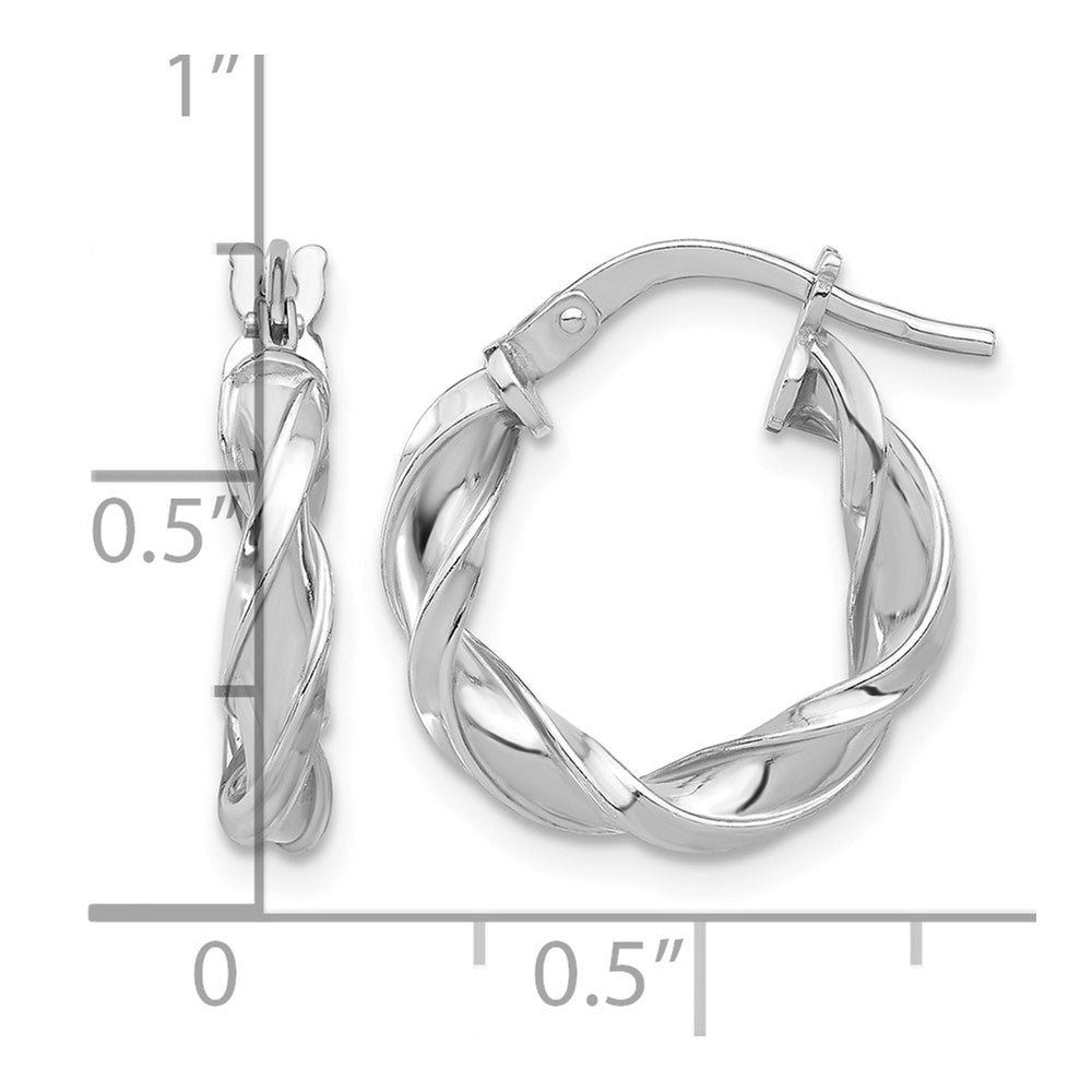 Sterling Silver Rhodium-plated Polished Twisted Hoop Earrings