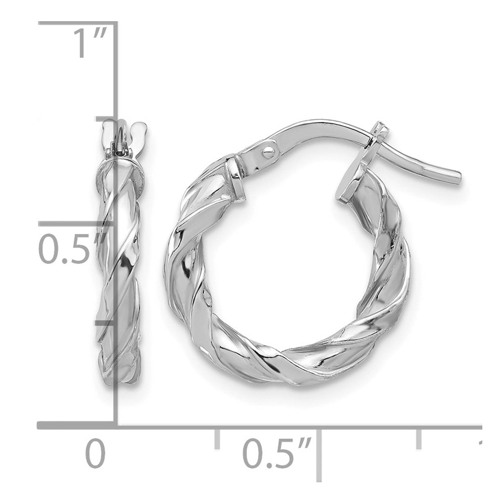 Sterling Silver Rhodium-plated Polished Twisted Hoop Earrings