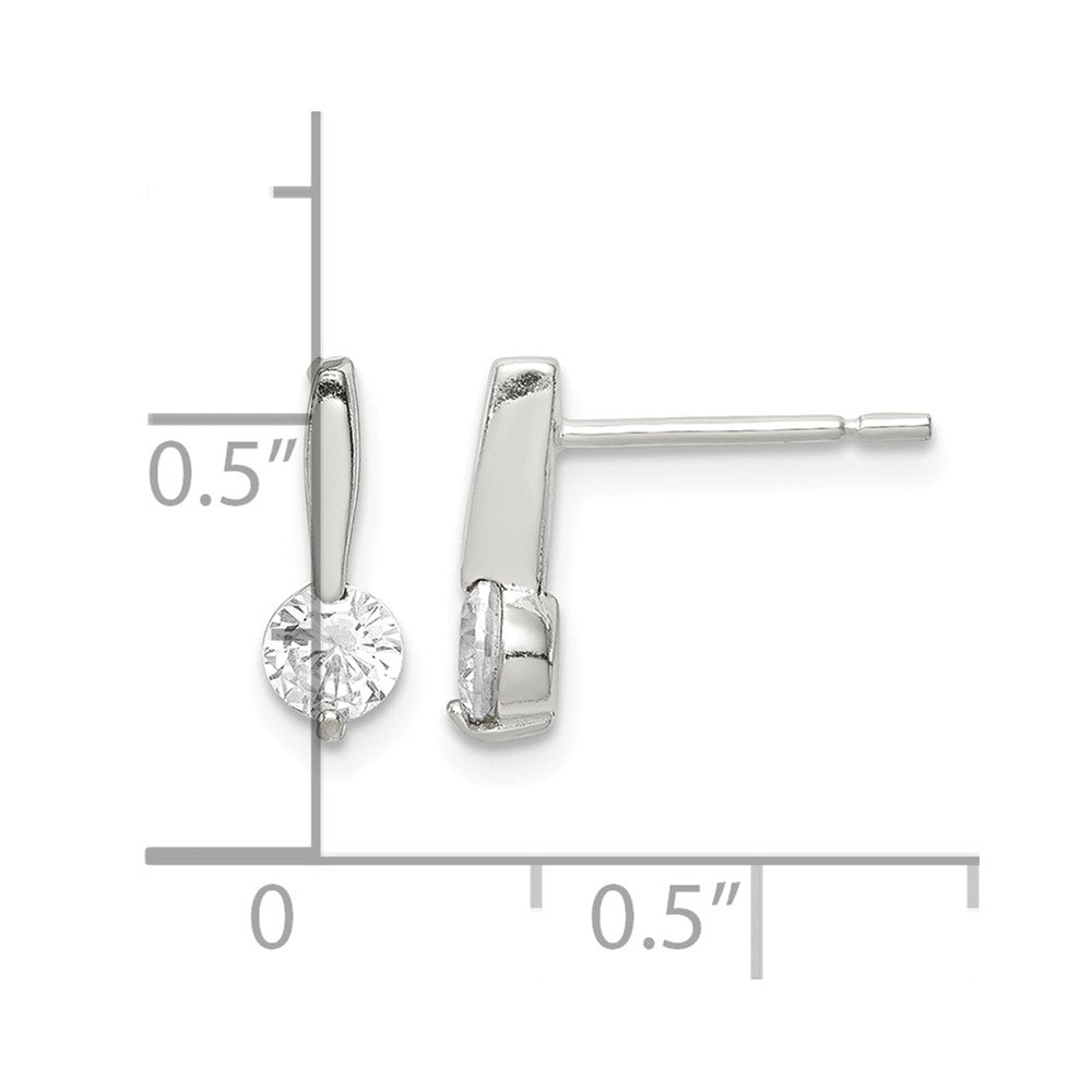 Sterling Silver Polished CZ Drop Post Earrings