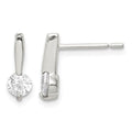 Sterling Silver Polished CZ Drop Post Earrings