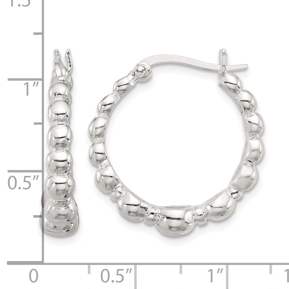 Sterling Silver Polished Graduated Bead Hoop Earrings