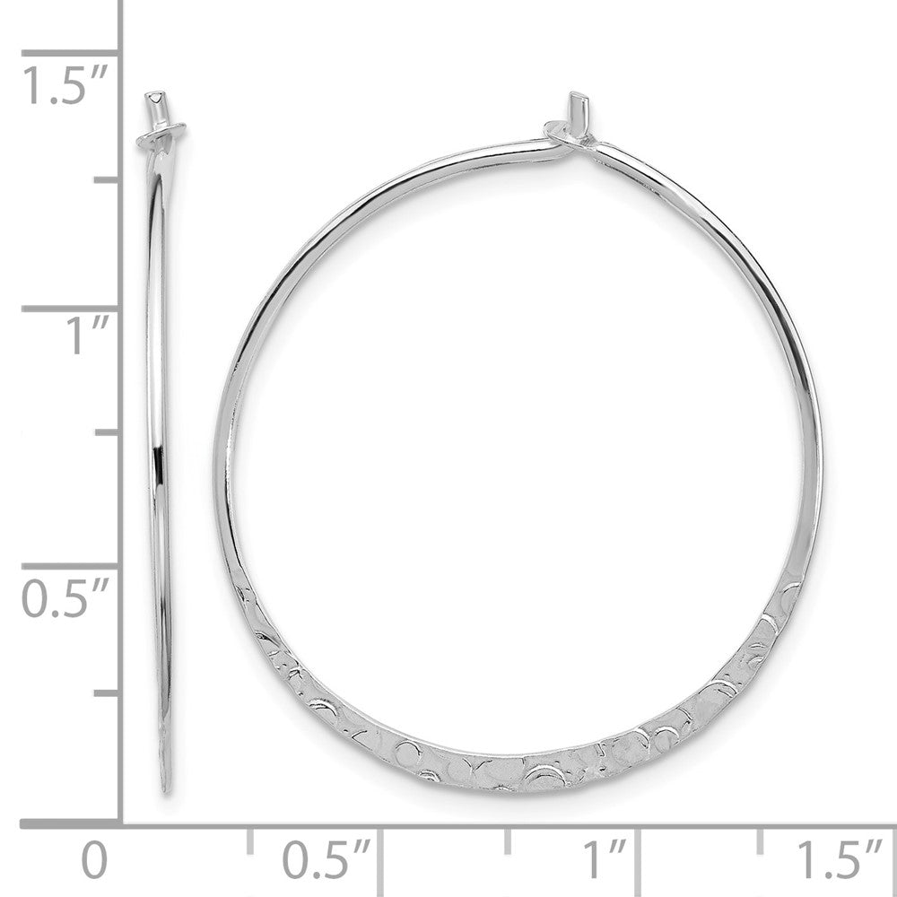 Sterling Silver Polished and Hammered Large Round Hoop Earrings
