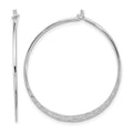 Sterling Silver Polished and Hammered Large Round Hoop Earrings