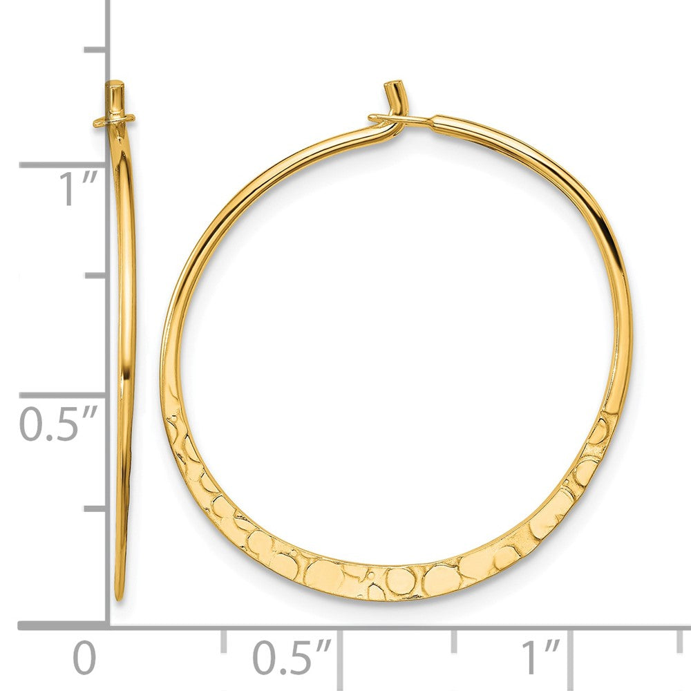 Sterling Silver Flash Gold-plated Polished and Hammered Hoop Earrings