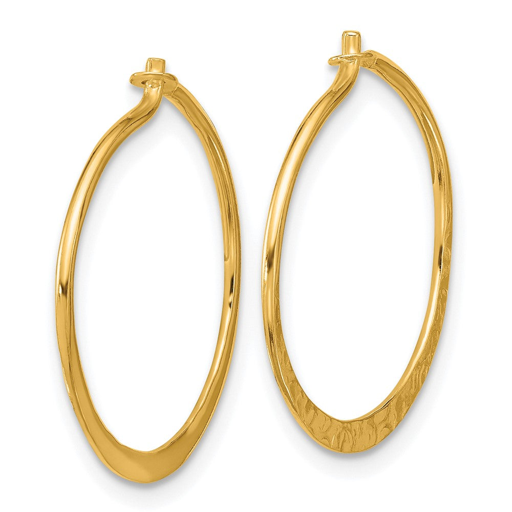 Sterling Silver Flash Gold-plated Polished and Hammered Hoop Earrings