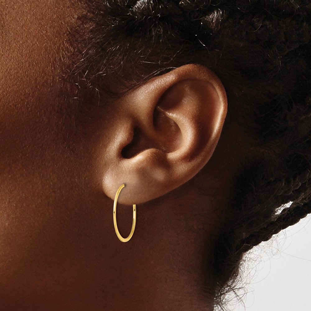 Sterling Silver Flash Gold-plated Polished and Hammered Hoop Earrings