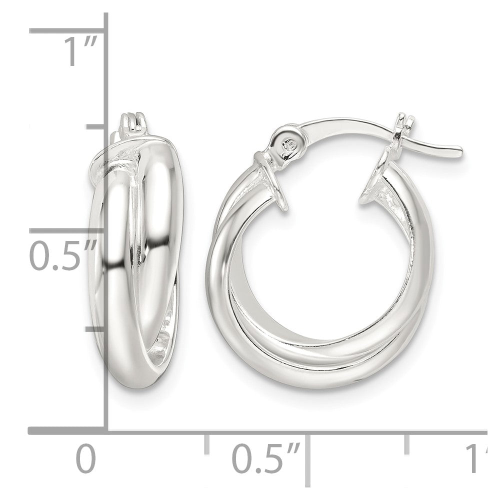 Sterling Silver Polished Twisted Double Hoop Earrings
