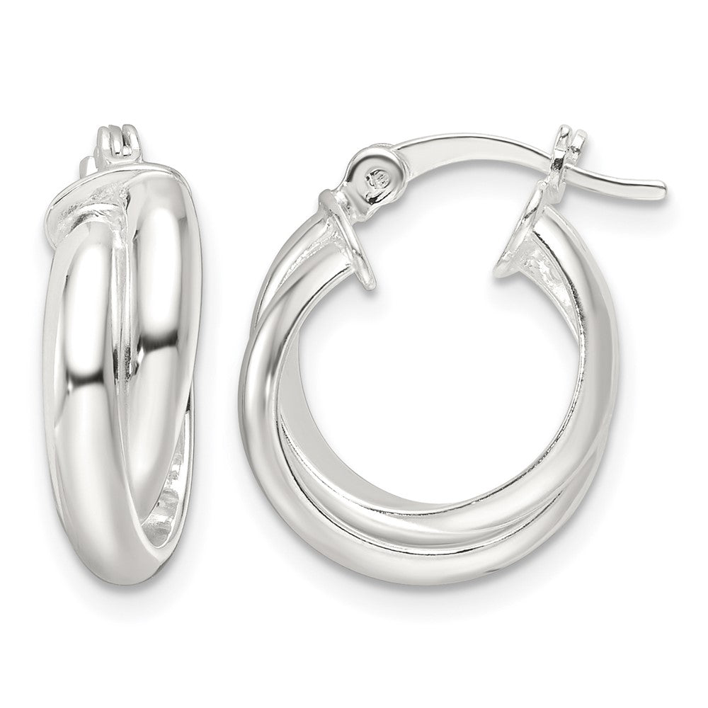 Sterling Silver Polished Twisted Double Hoop Earrings