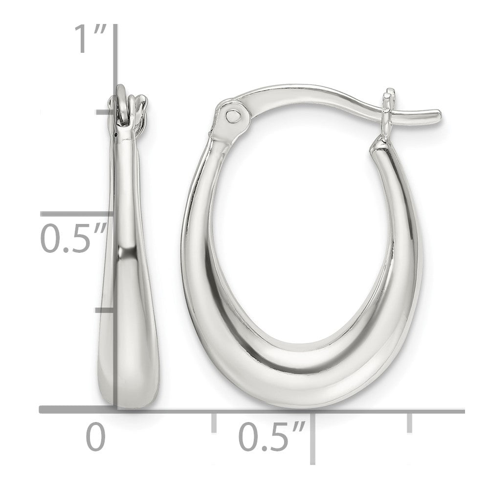 Sterling Silver Polished Oval Hoop Earrings