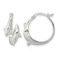 Sterling Silver Polished Dolphins Round Hoop Earrings