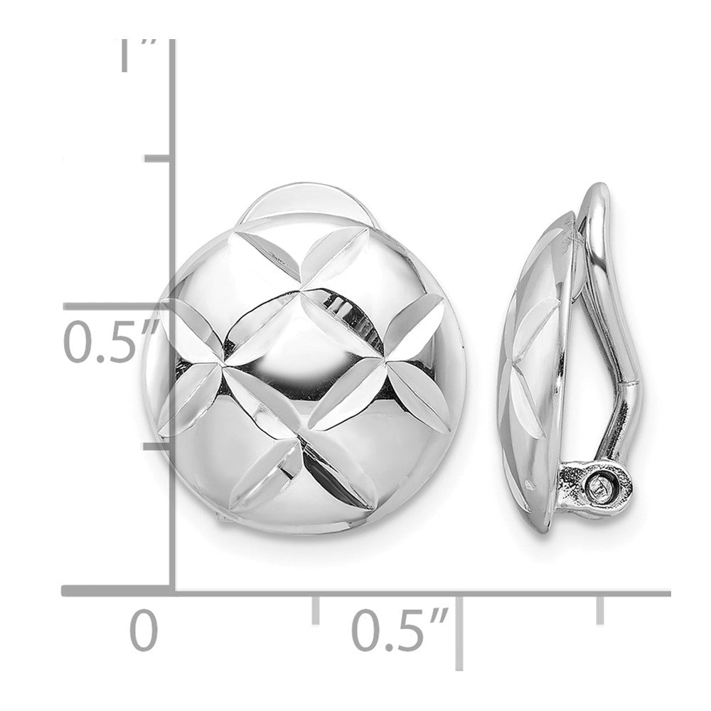 Sterling Silver Rhodium-plated D/C Circle Non-Pierced Earrings