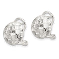 Sterling Silver Polished and Woven D/C Circle Omega Back Post Earrings