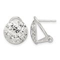 Sterling Silver Polished and D/C Circle Omega Back Post Earrings