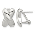 Sterling Silver Polished X Design Omega Back Earrings