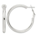 Sterling Silver Polished 3.25mm Omega Back Round Hoop Earrings