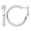 Sterling Silver Polished 3.25mm Omega Back Round Hoop Earrings