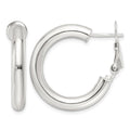 Sterling Silver Polished 25.5x4mm Omega Back Round Hoop Earrings