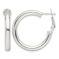 Sterling Silver Polished 30x4mm Omega Back Round Hoop Earrings