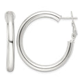 Sterling Silver Polished 4mm Omega Back Round Hoop Earrings