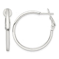 Sterling Silver 2mm Square Tube Omega Back Round Hoop Earrings
