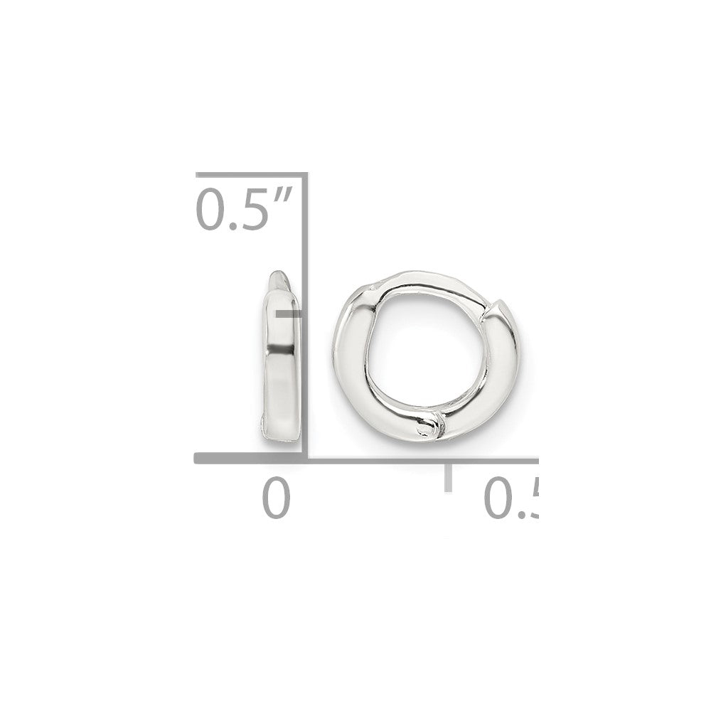 Sterling Silver Polished 8.2x1.6mm Round Hinged Hoop Earrings