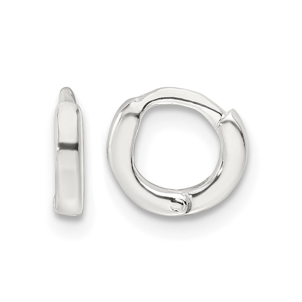 Sterling Silver Polished 8.2x1.6mm Round Hinged Hoop Earrings