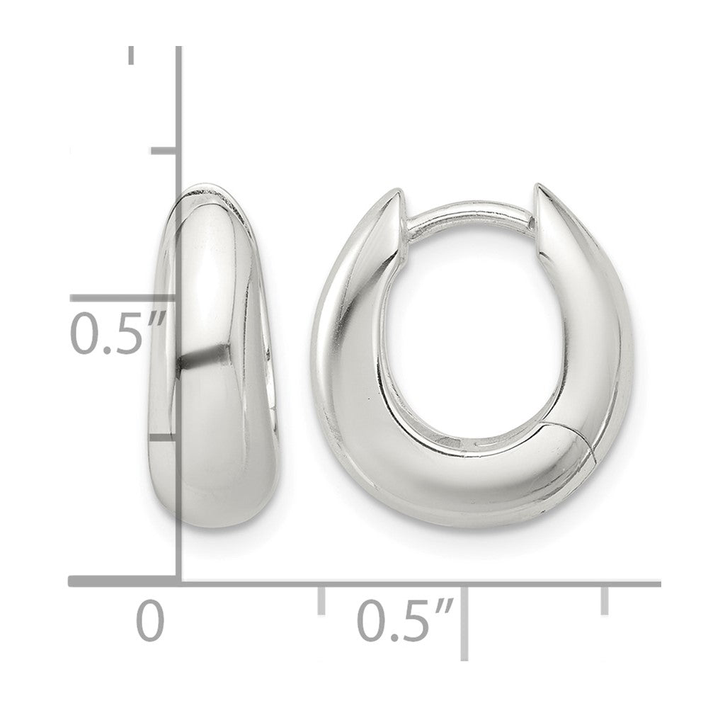 Sterling Silver E-coated Tapered Hinged Hoop Earrings