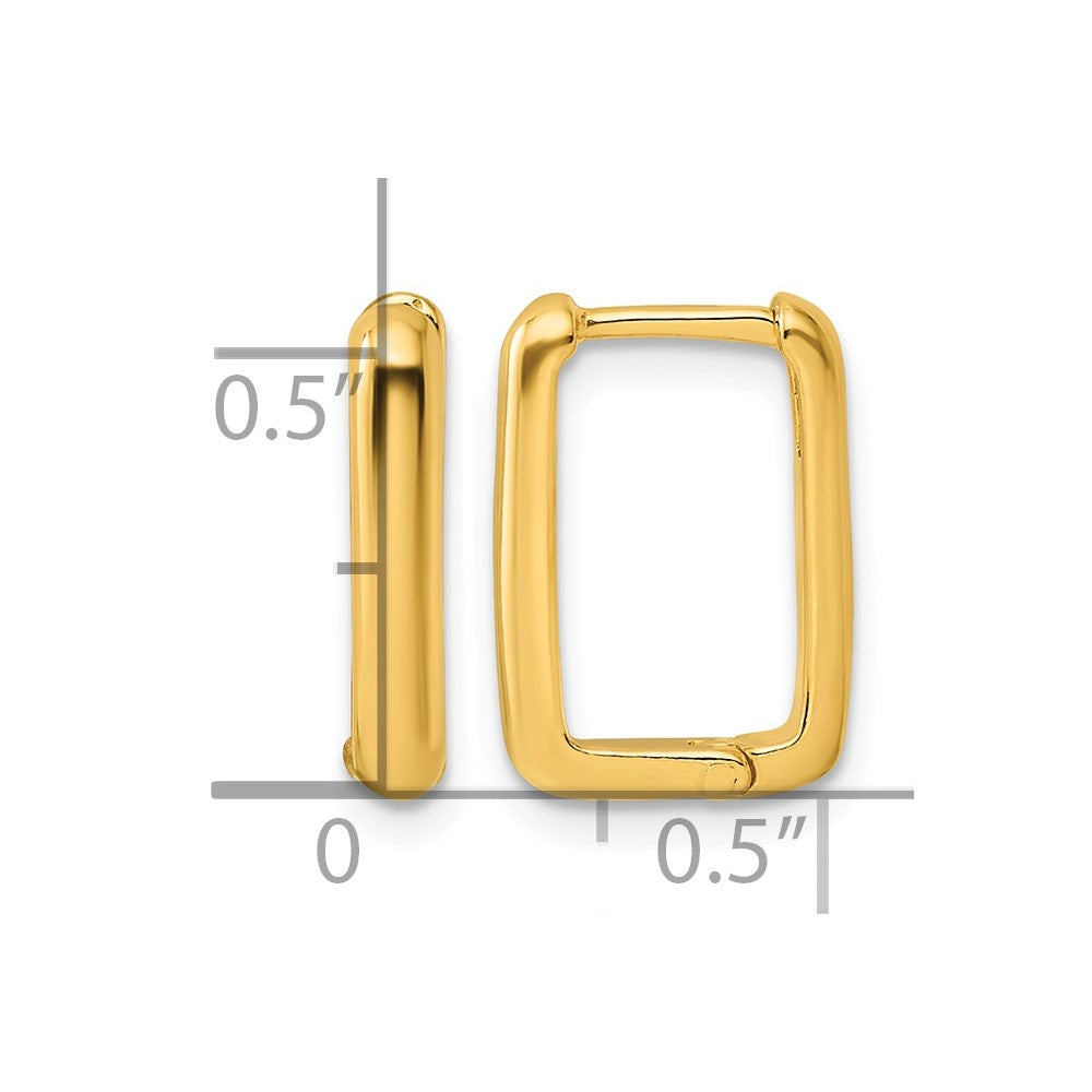 Sterling Silver Gold-tone Polished Rectangle Hoop Earrings