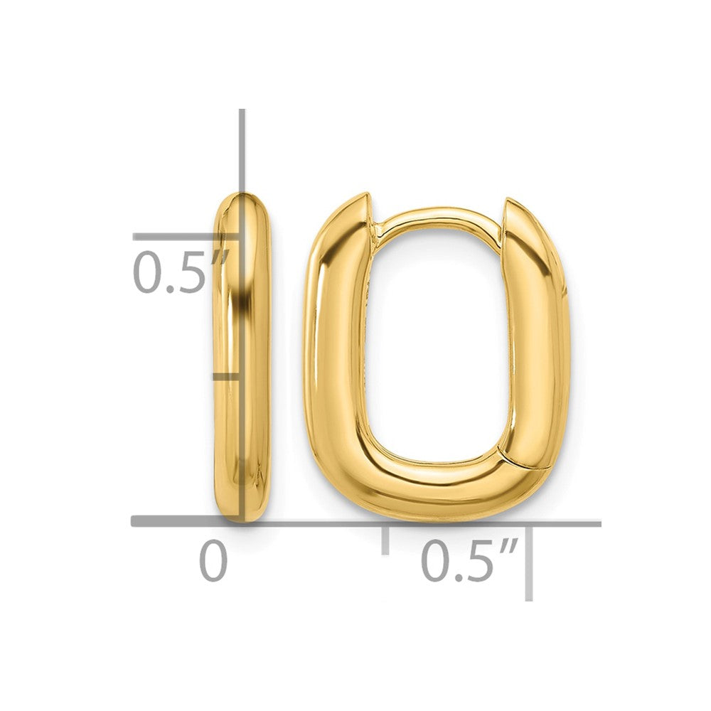 Sterling Silver Gold-tone Rounded Edge Square Hinged Hoop Earrings