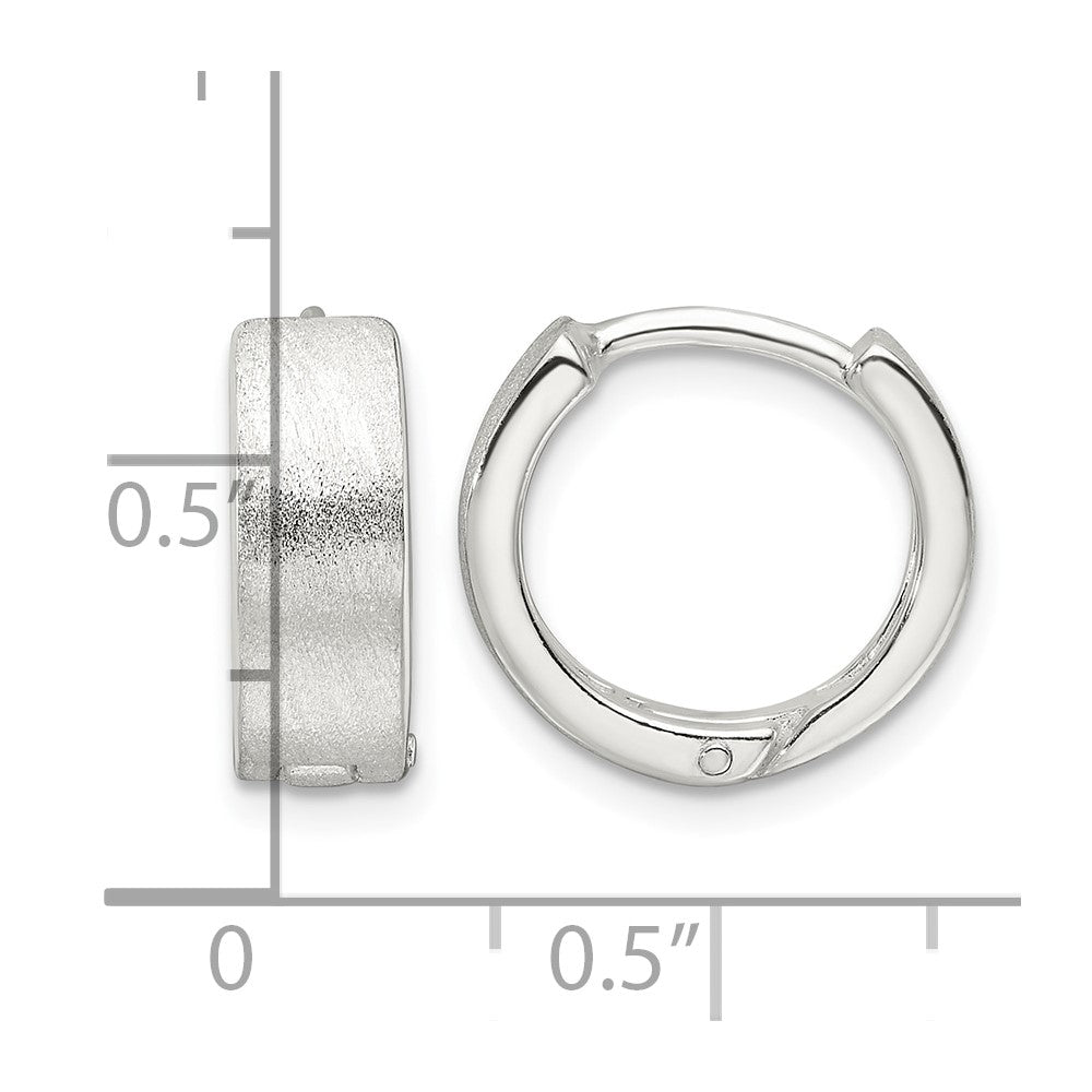 Sterling Silver Brushed and Polished 5mm Hinged Hoop Earrings