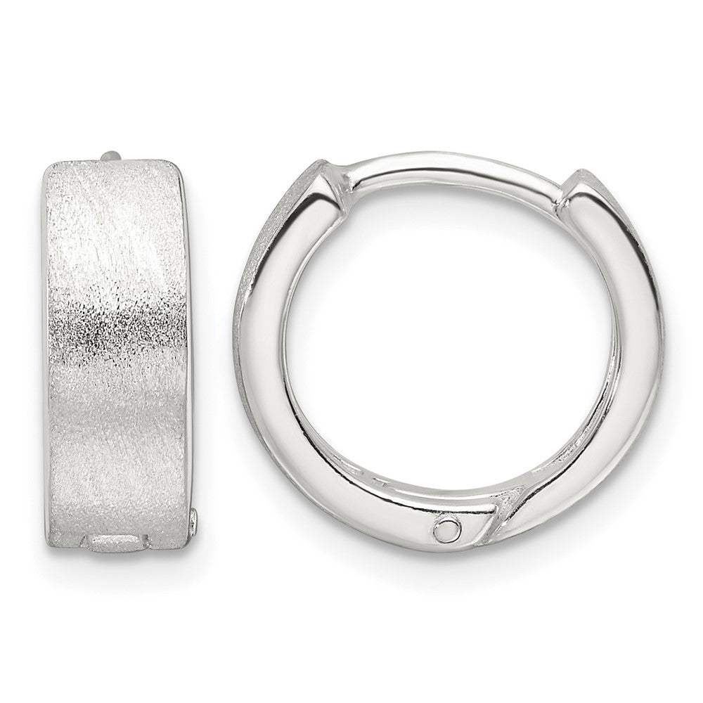Sterling Silver Brushed and Polished 5mm Hinged Hoop Earrings
