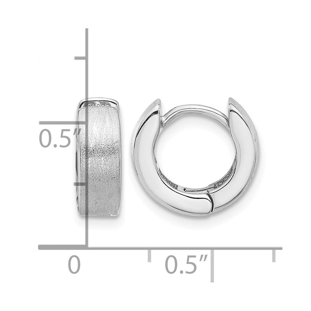 Sterling Silver Rhodium-plated Brushed 4x13mm Hinged Hoop Earrings