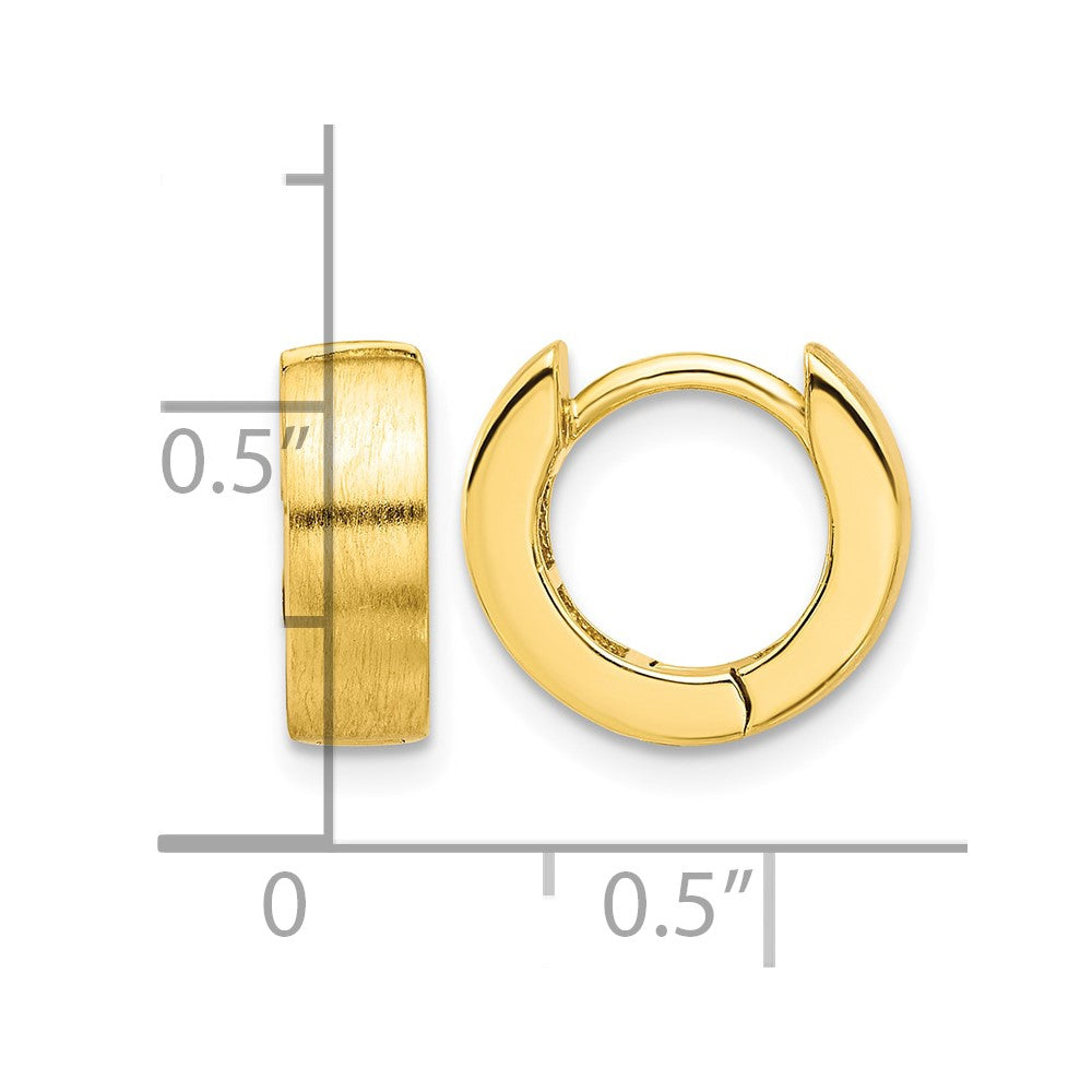 Sterling Silver Gold-plated Brushed 4x13mm Hinged Huggie Hoop Earrings