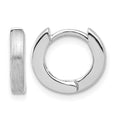 Sterling Silver Rhodium-plated Brushed 3x13mm Hinged Hoop Earrings