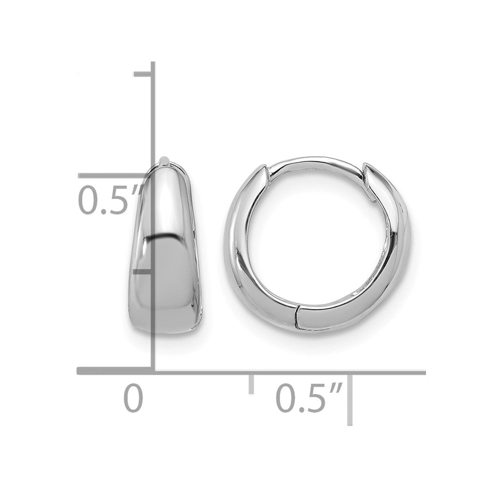 Sterling Silver Rhodium-plated 12x5mm Huggie Hoop Earrings