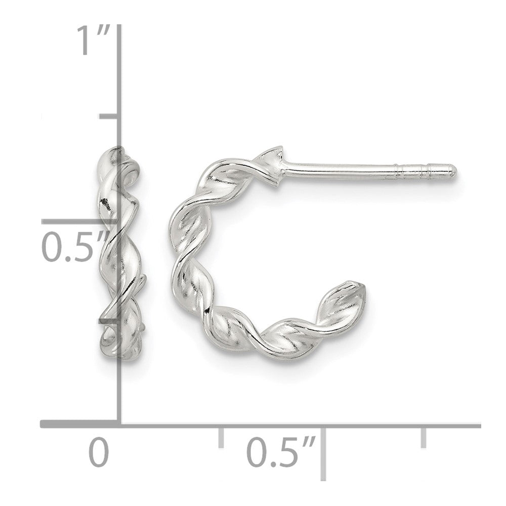 Sterling Silver E-coated Twisted Post Hoop Earrings