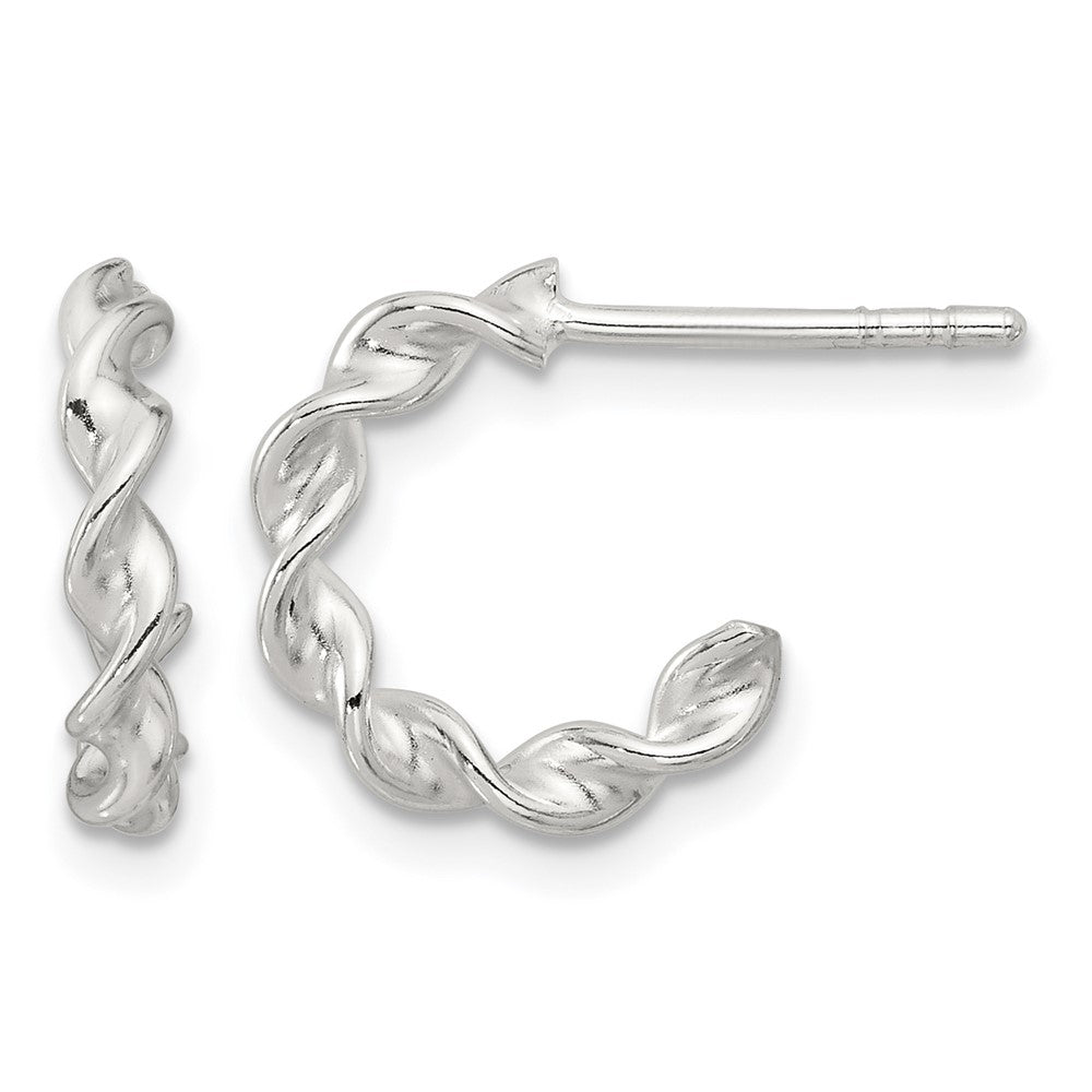 Sterling Silver E-coated Twisted Post Hoop Earrings