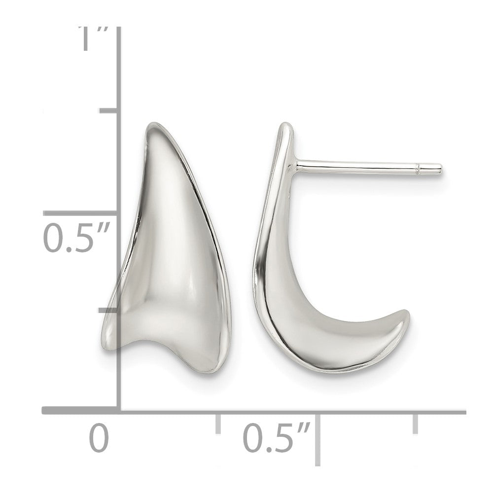 Sterling Silver E-Coating Polished Fancy J Hoop Earrings