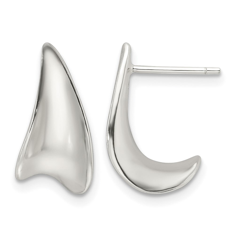 Sterling Silver E-Coating Polished Fancy J Hoop Earrings
