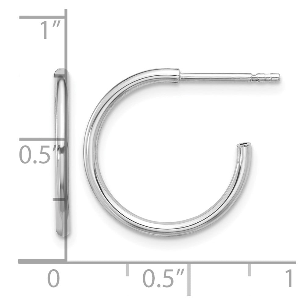 Sterling Silver Rhodium-plated Polished Hollow Tube C-Hoop Earrings