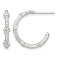 Sterling Silver E-Coating Polished CZ Knot C-Hoop Earrings