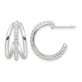 Sterling Silver E-Coating Polished and Textured C-Hoop Earring
