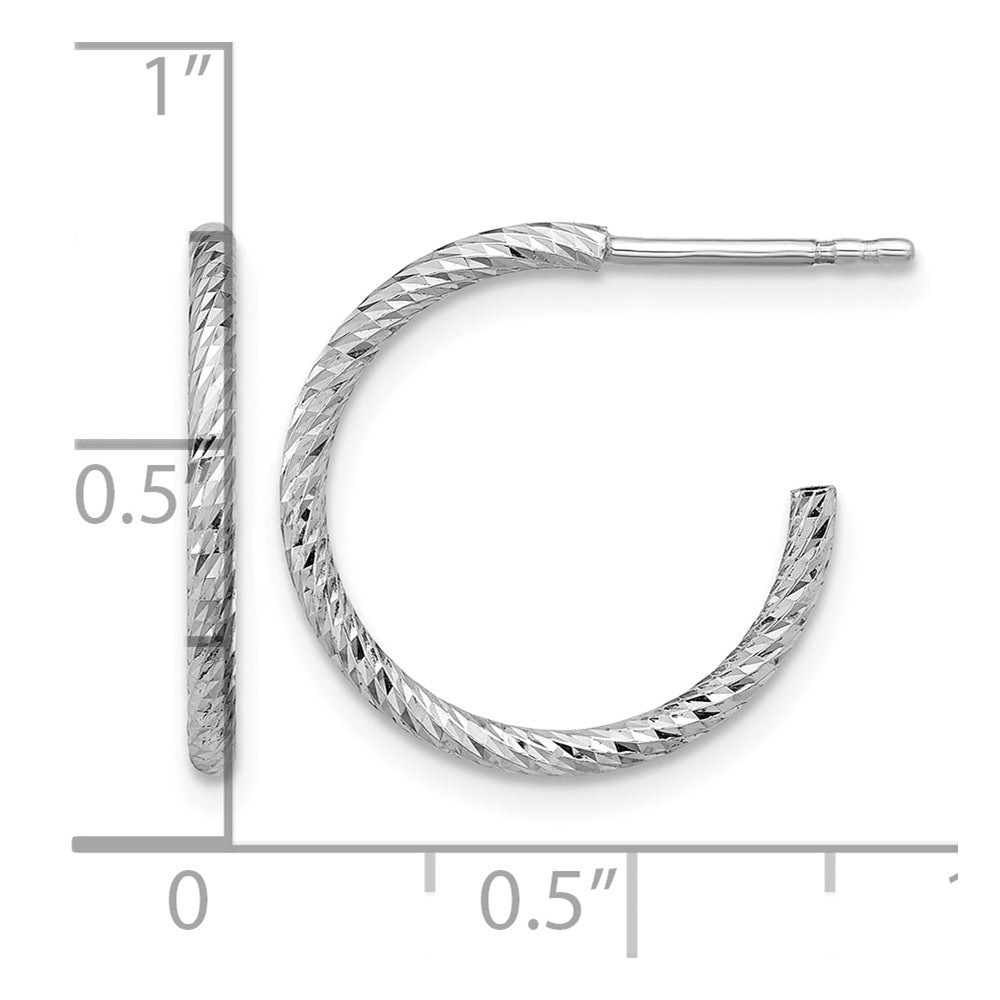 Sterling Silver Rhodium-plated D/C Hollow Tube C-Hoop Earrings