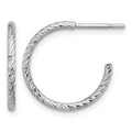 Sterling Silver Rhodium-plated D/C Hollow Tube C-Hoop Earrings