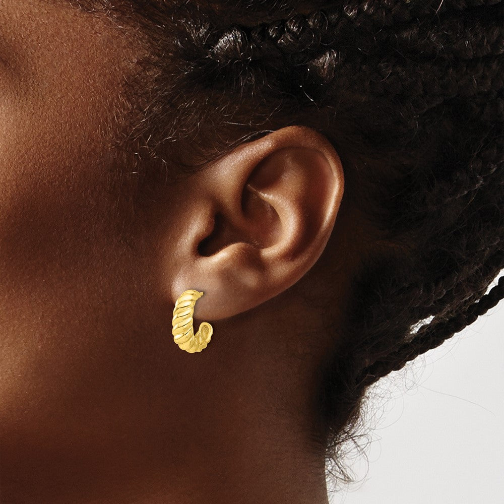 Sterling Silver 14K Gold-plated Scalloped Post Hook Earrings