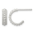 Sterling Silver E-coated Beaded C-Hoop Earrings