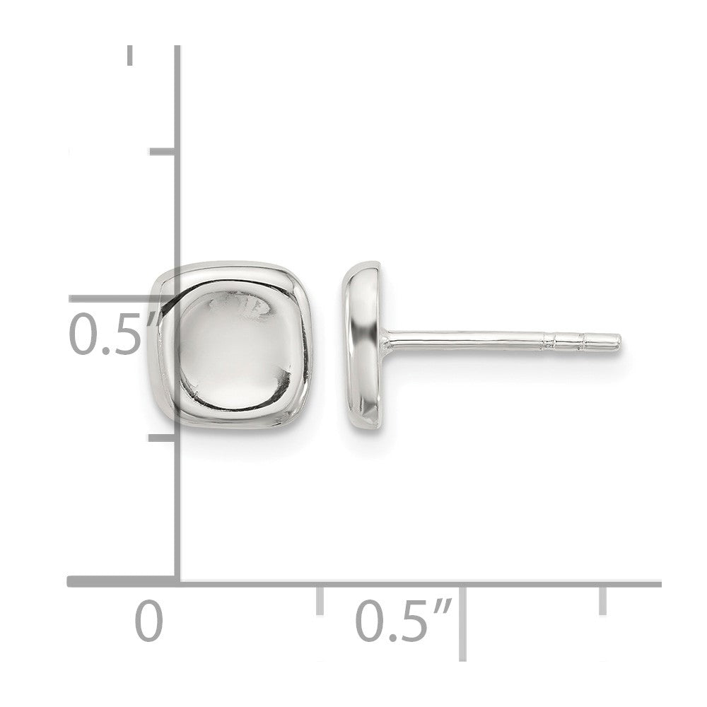 Sterling Silver Polished Wavy Puff Square Post Earrings