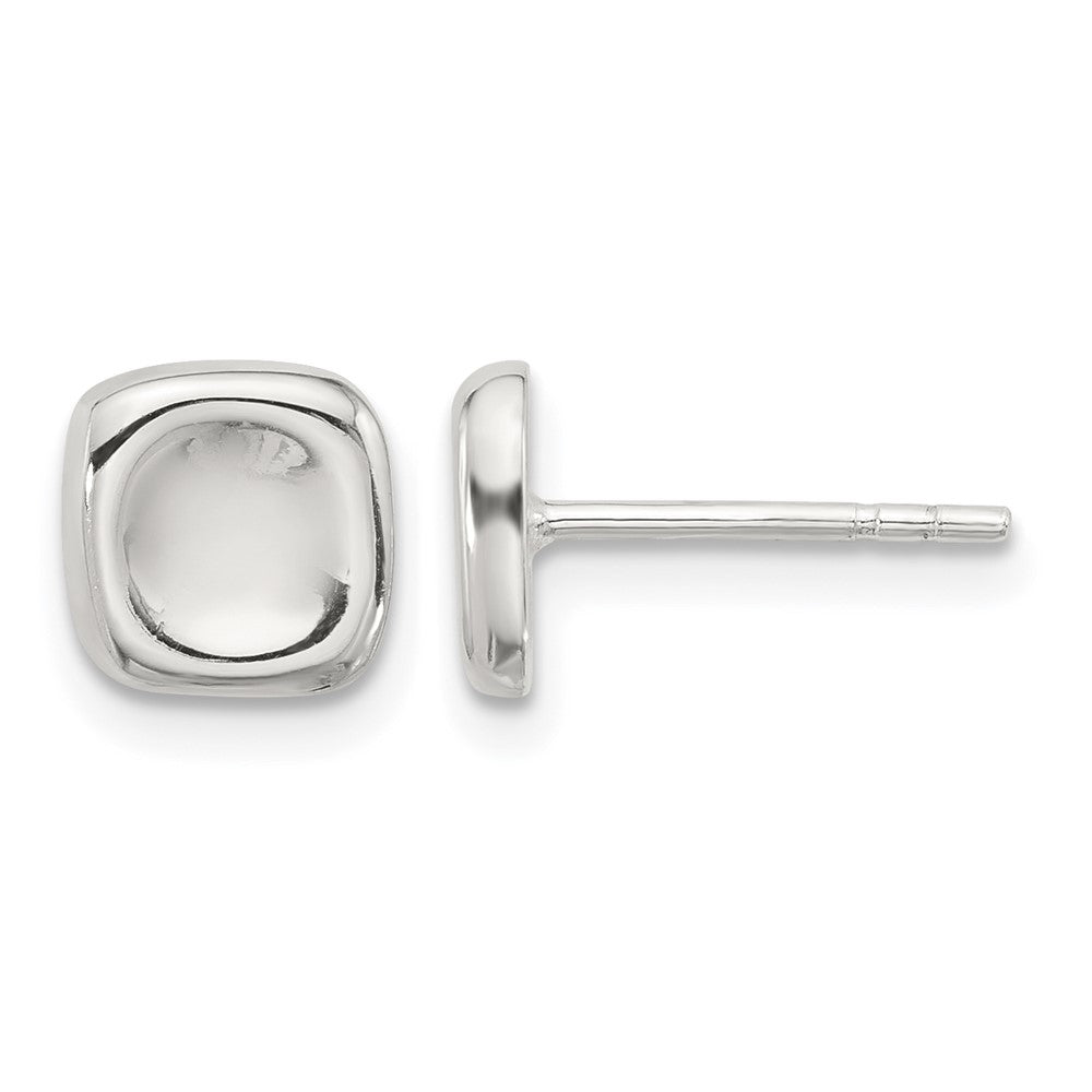 Sterling Silver Polished Wavy Puff Square Post Earrings
